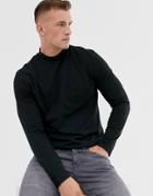 Asos Design Long Sleeve T-shirt With Turtleneck In Black - Black