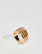 Asos Design Ring In Vintage Style With Triple Row In Gold - Gold