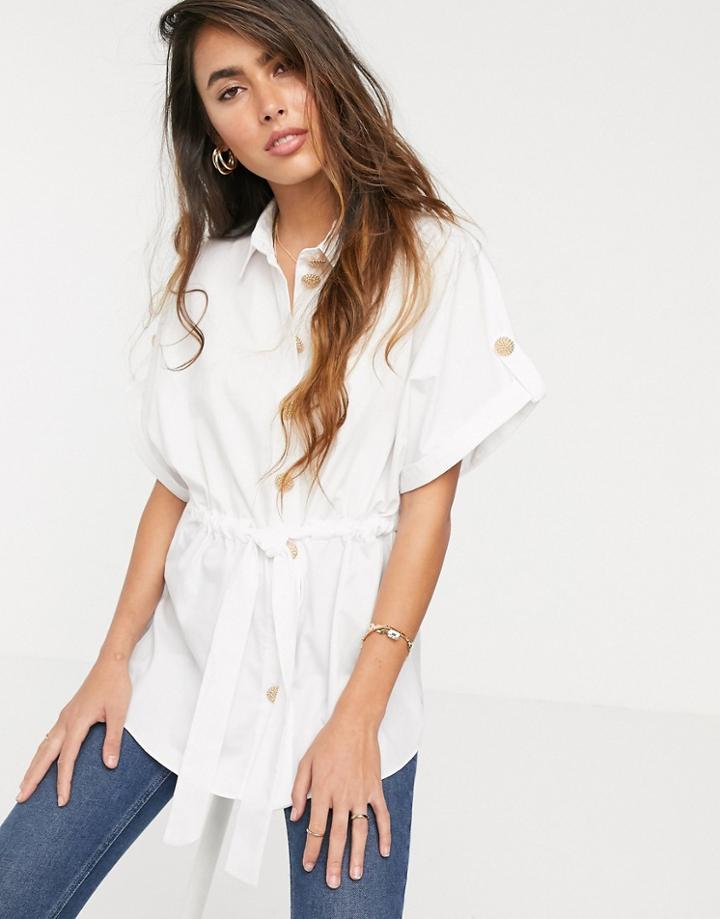 River Island Waisted Shirt In White