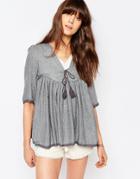 D.ra Graydon Swing Top With Tassle Tie - Gray