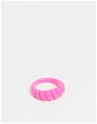 Asos Design Ring With Twist Design In Pink Plastic