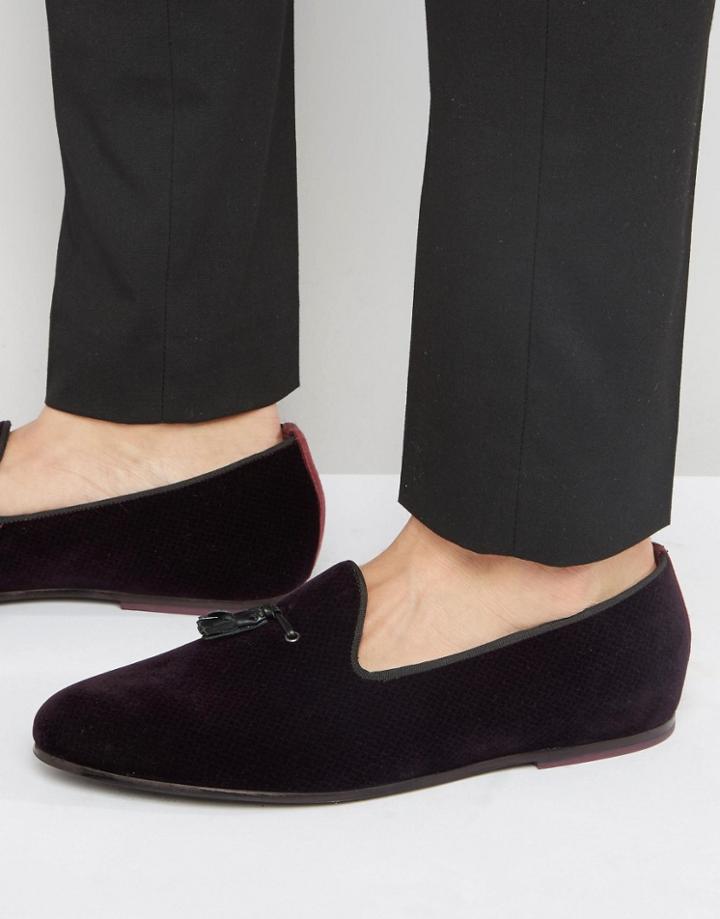 Ted Baker Thrysa Velvet Tassel Loafers - Red