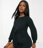 In The Style Maternity X Dani Dyer Sweater Dress With Belt Detail In Black