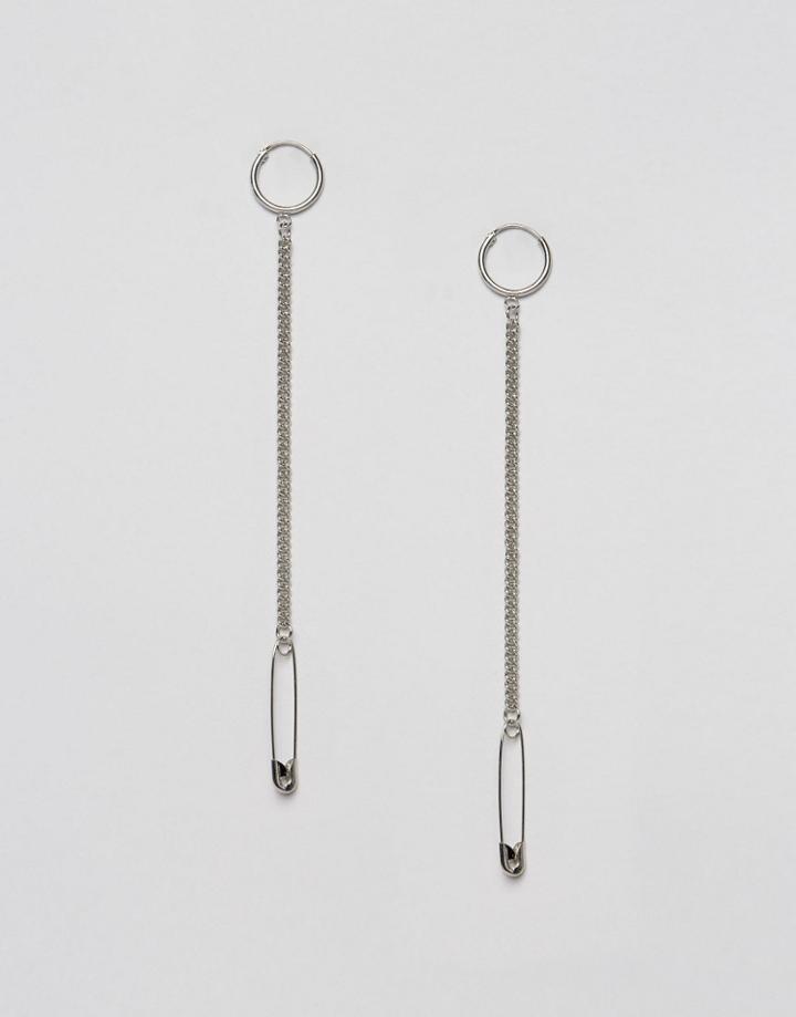Asos Safety Pin Strand Earrings - Rhodium