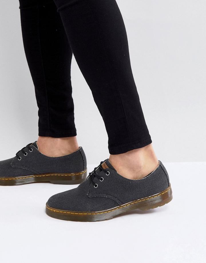 Dr Martens Delray 3 Eye Shoes In Heavy Canvas - Black