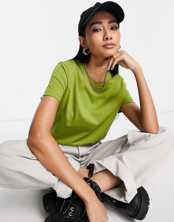 Asos Design Ultimate T-shirt With Crew Neck In Organic Cotton Blend In Green