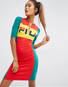 Fila T-shirt Dress With Zip Front In Color Block - Multi