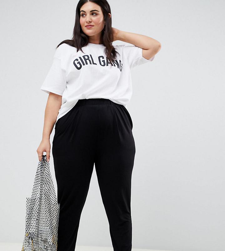 Asos Design Curve Ultimate Jersey Peg Pants In Black