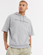 Asos Design Oversized Short Sleeve Hoodie In Gray Marl With Unrivalled Supply Text