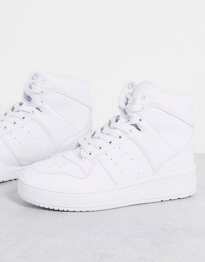 Truffle Collection Chunky Flatform Hi-top Sneakers In White