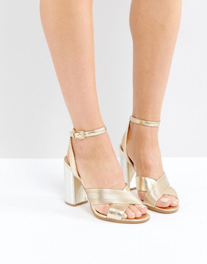 Aldo Petrusa Metallic Block Heel Sandals - Gold