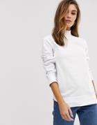 Asos Design High Neck Lightweight Sweatshirt In White
