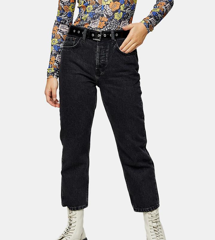 Topshop Petite Worn Black Jean