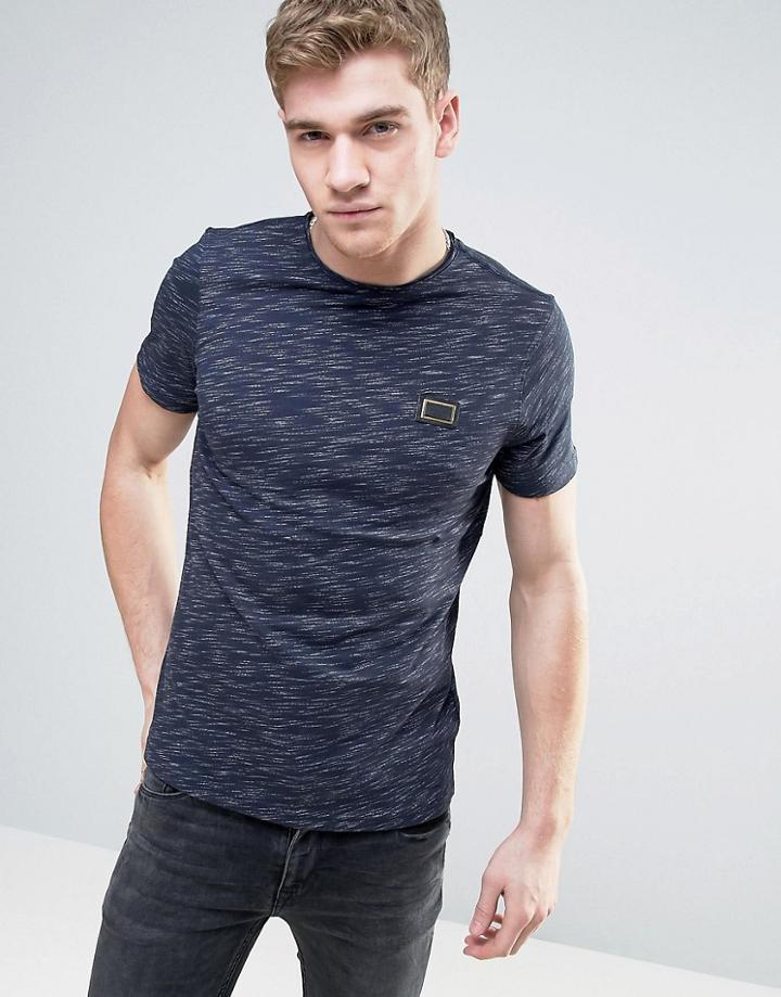 Born Rich Raw Rolled Edge T-shirt - Navy