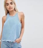 Vero Moda Petite Distressed Frayed Cami Top - Blue