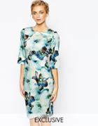 Closet Floral Print Midi Dress With 3/4 Sleeve - Overscale Floral