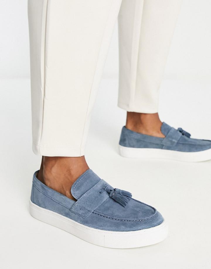 River Island Tassel Loafers In Blue