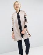 Asos Trapeze Bomber Jacket In Satin Fabric - Mink