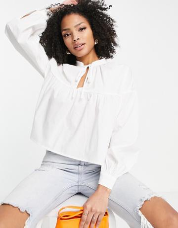 The Frolic Volume Sleeve Blouse In White
