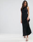 Asos Open Back Maxi Dress With Bow Detail - Black