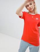 Adidas Originals 3 Stripe T-shirt In Red - Red