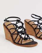 Asos Design Zoe Wedge Sandals - Black