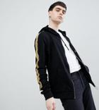 Sixth June Track Jacket In Black With Gold Side Stripe Exclusive To Asos - Black
