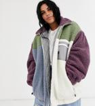 Asos Design Curve Patched Fleece Hero Jacket-multi