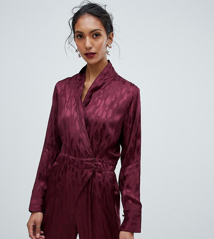 Y.a.s Tall Floral Textured Wrap Jumpsuit