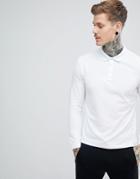 Emporio Armani Long Sleeve Logo Polo In White - White