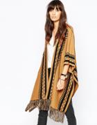 Vero Moda Geo-tribal Poncho - Tobacco Brown