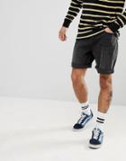 Asos Design Denim Shorts In Skater Fit Black - Black