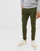 Asos Design Skinny Jeans In Khaki-green