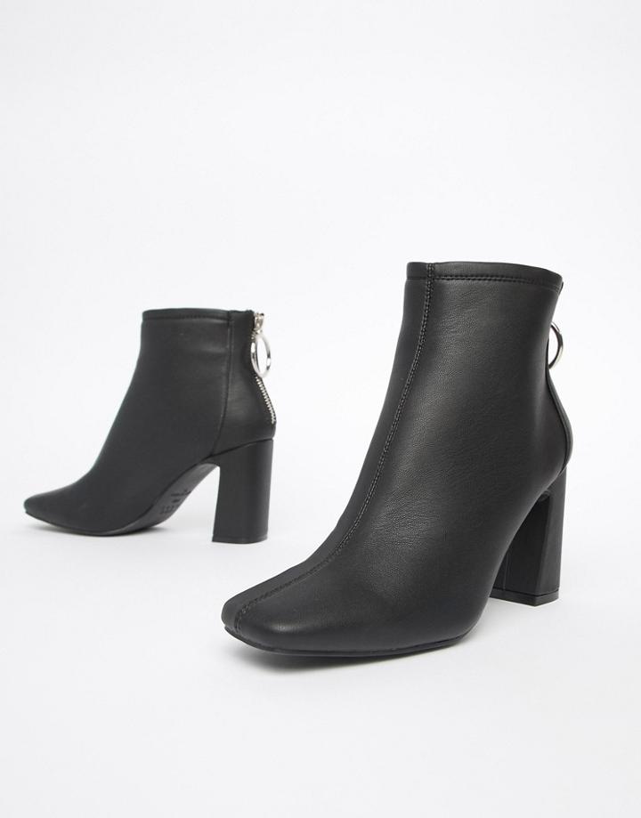 New Look Heeled Boot With Ring Detail - Black