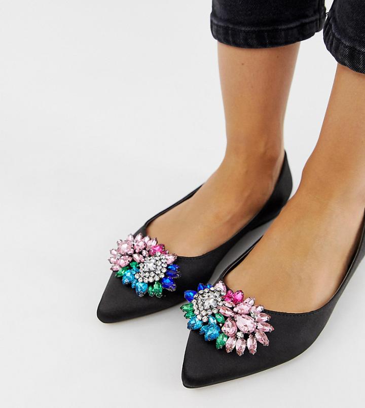 Asos Design Wide Fit Variety Embellished Ballet Flats-black