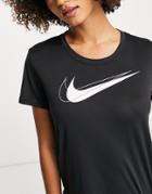 Nike Running Swoosh Dri-fit Short Sleeve T-shirt In Black