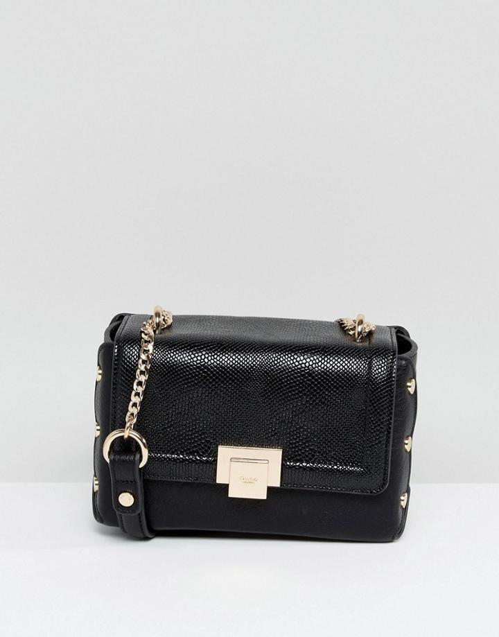 Dune Dimlie Crossbody Bag With Reptile Effect - Black
