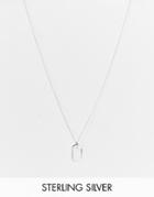 Asos Design Sterling Silver Necklace With Mini Dog Tag Pendant