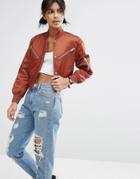 Asos Cropped Bomber Jacket - Ginger