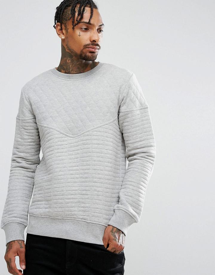 Another Influence Quilted Crew Neck Sweat - Gray