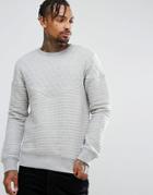 Another Influence Quilted Crew Neck Sweat - Gray