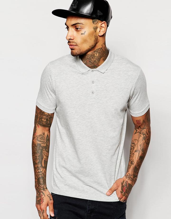 Asos Polo In Gray - Gray