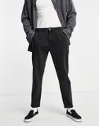 Asos Design Double Pleat Straight Leg Jean In Washed Black