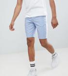 Asos Design Tall Skinny Chino Shorts In Light Blue With White Side Stripe - Blue
