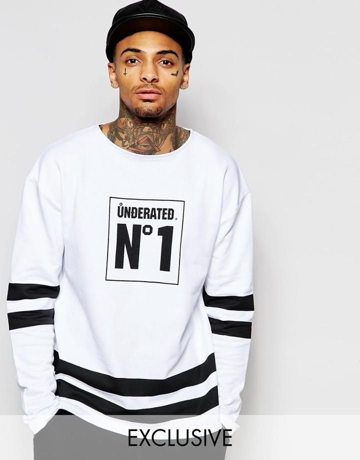 Underated Oversized Sweatshirt With No1 Logo - White