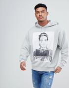 Asos Oversized Hoodie With Elvis In Gray - Gray