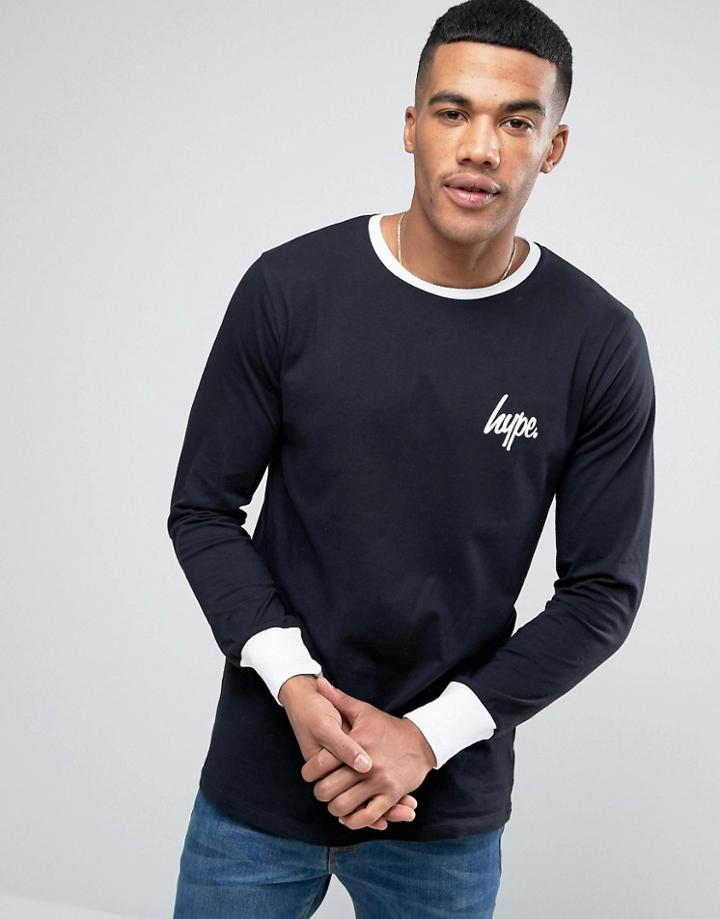 Hype Ringer Long Sleeve T-shirt In Black - Black
