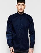 Lindbergh Shirt With Small Collar In Garment Dye - Navy