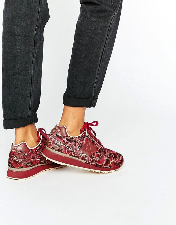 Le Coq Sportif Red Floral Print Pony Hair Eclat Sneakers - Red