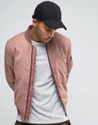 Asos Bomber With Wash & Ma1 Pocket In Pink - Pink